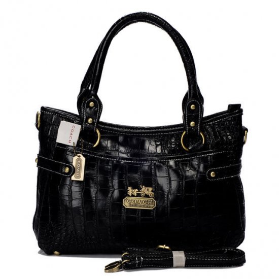 Coach In Embossed Medium Black Satchels BIW | Women - Click Image to Close